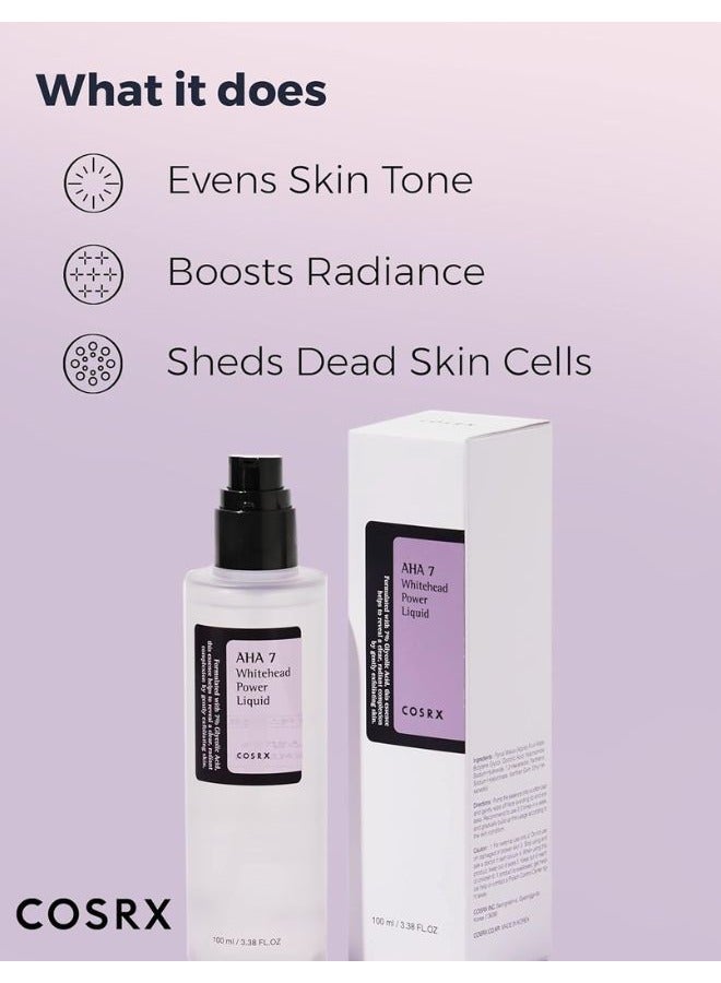 كوسرإكس AHA 7 Whitehead Power Liquid 100ml, Glycolic Acid 7%, AHA Exfoliant, Pore Minimizer 100ml - Image 5
