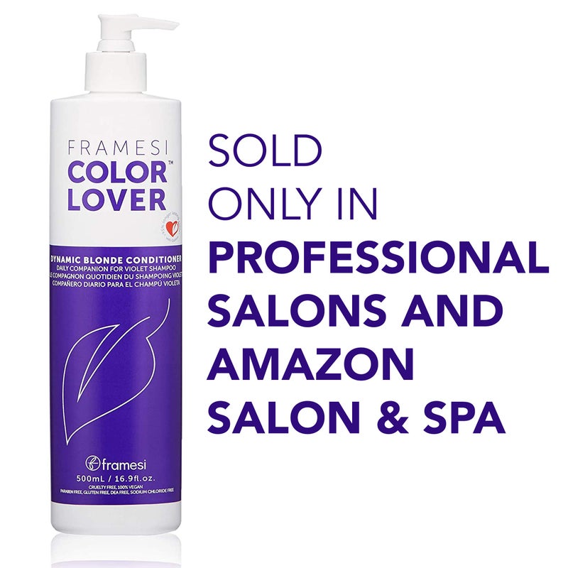 FRAMESI Color Lover Dynamic Blonde Sulfate Free Purple Conditioner for Color Treated Hair, 16.9 fl oz - Image 4