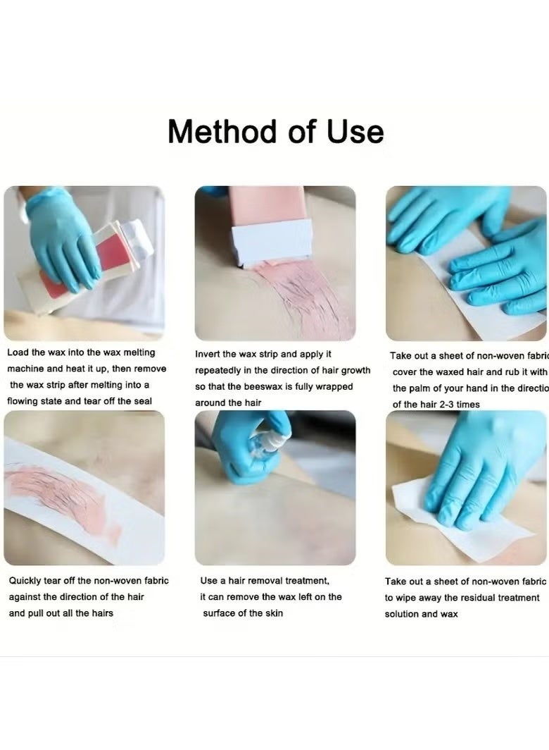 Single Cartridge Wax Heater Machine Waxing Kit Wax Warmer for Body Hair Removal with 100 Pieces Wax Paper Strip and 100g Cartridge Wax Honey (Set of 3) - Image 5