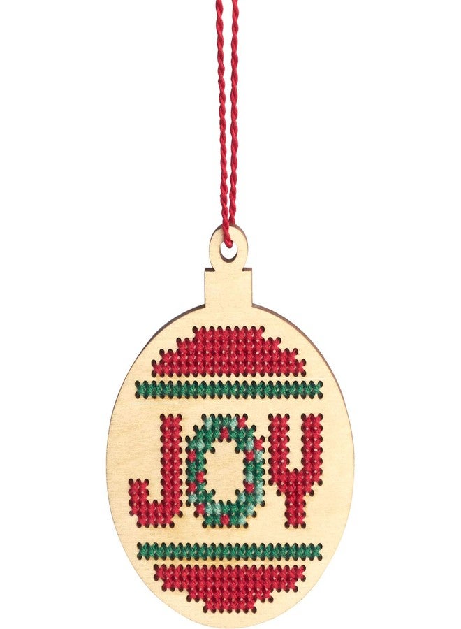 Dimensions Counted Cross Stitch, Joy Wooden Christmas Ornament Craft Kit, 1 Pc - Image 1
