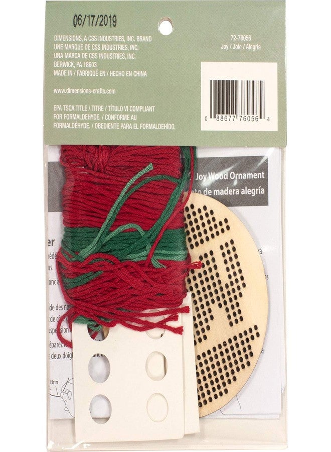 Dimensions Counted Cross Stitch, Joy Wooden Christmas Ornament Craft Kit, 1 Pc - Image 3