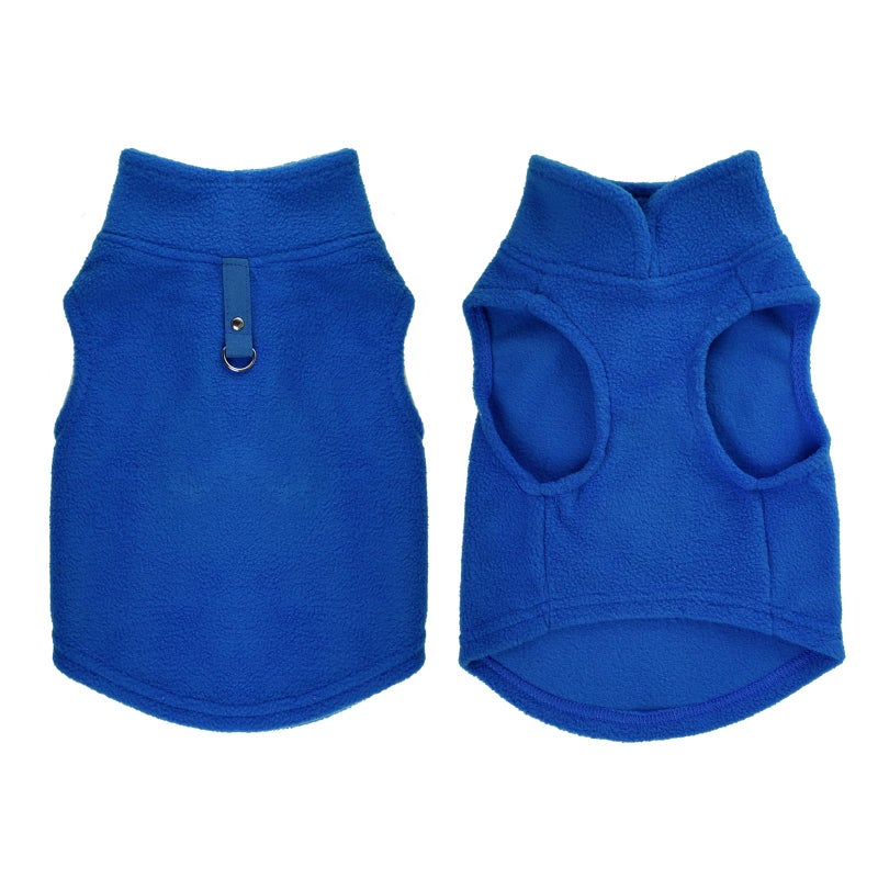 Rbenxia 1 Piece Dog Sweater with Leash Ring Soft Fleece Vest Dog Pullover Warm Jacket Pet Dogs Clothes Winter Dogs Outfits for Small Cat Pets (Blue, Small) - Image 3