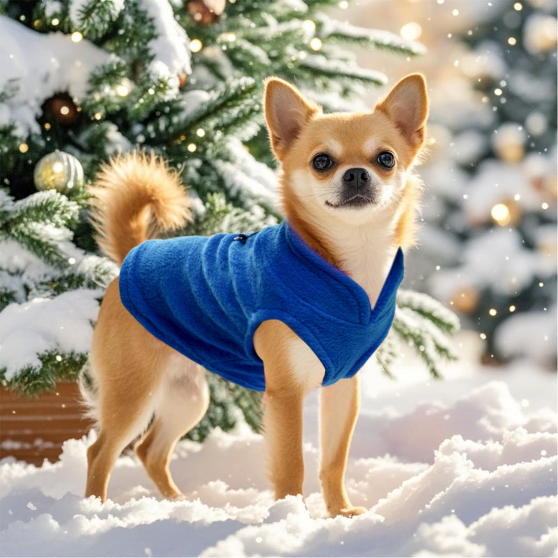 Rbenxia 1 Piece Dog Sweater with Leash Ring Soft Fleece Vest Dog Pullover Warm Jacket Pet Dogs Clothes Winter Dogs Outfits for Small Cat Pets (Blue, Small) - Image 5