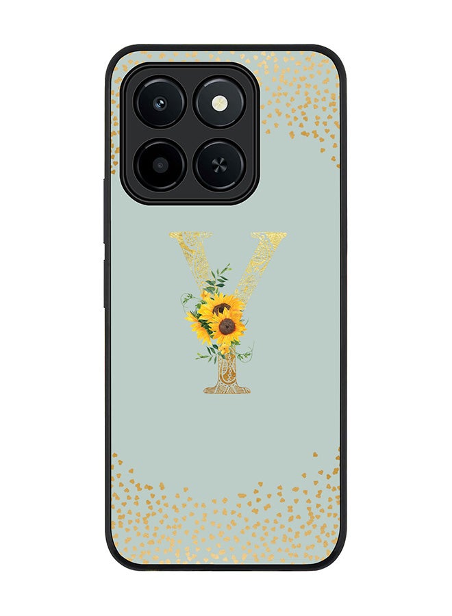 Stylizedd For Honor X6c Case,Slim fit Camera Protection, Shockproof Thin Phone cover  - Custom Floral Monogram - Y  (Light Grey )