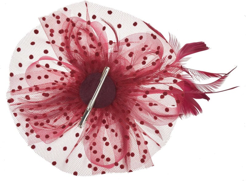 DRESHOW Fascinators Hat Flower Mesh Ribbons Feathers on a Headband and a Clip Tea Party Headwear for Girls and Women - Image 3
