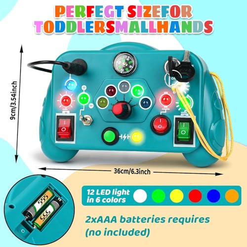 Slipps Toddler Toys LED Busy Board, Montessori Sensory Board Switch Light Game with Switches, Preschool Learning Activities, Travel Toy for 1-4 Boys & Girls (Blue) - Image 5