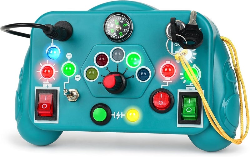 Slipps Toddler Toys LED Busy Board, Montessori Sensory Board Switch Light Game with Switches, Preschool Learning Activities, Travel Toy for 1-4 Boys & Girls (Blue) - Image 1
