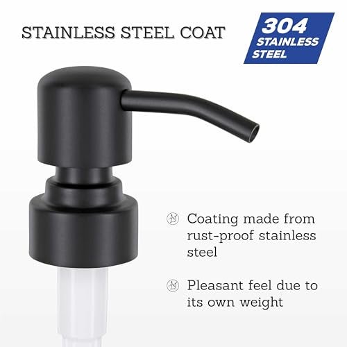 ALTGLAS Twin Pack - 2X Stainless Steel Soap Pump 'Zagreb' as Replacement for Liquid Hand Soap Dispensers (Matte Black) - Fits e.g. Jack Bottle - Image 3