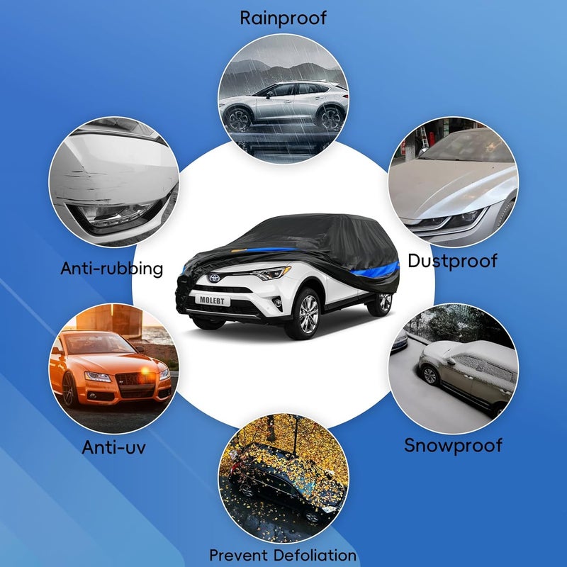Molebt SUV Car Cover Waterproof All Weather for Automobiles, Universal Fit Hyundai Santa Fe/Tucson, Jeep Cherokee, Toyota RAV4, Volkswagen Tiguan, Ford Edge, Nissan Murano, Mazda CX-5 etc. - Image 3