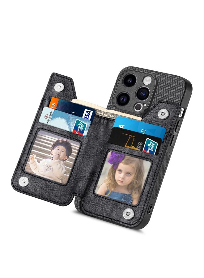 اس-توب جراب هاتف iPhone 15 Pro مصنوع من ألياف الكربون مع سحاب أفقي قابل للطي - Image 4