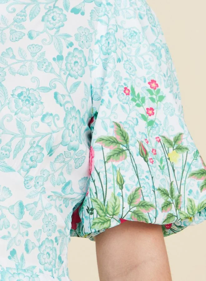 ستايلي Floral Placement Print A-Line Midi Dress