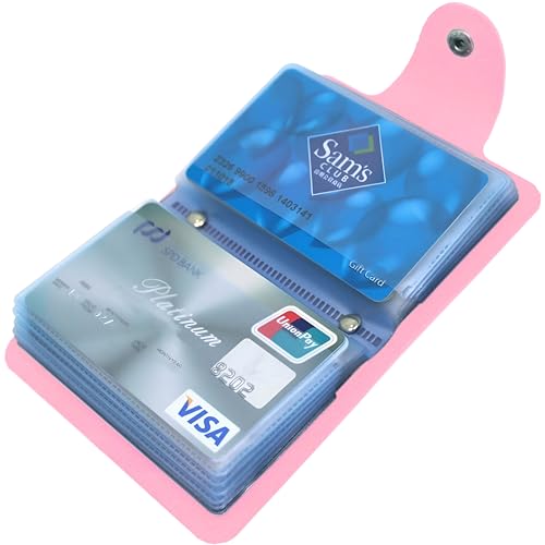 Kraptick Leather Credit Card Holder with Double-Sided Slots for Cards, Business Card Holder, ATM Card Holder for Women and Men- 24 Card Slots (Pink) - Image 1