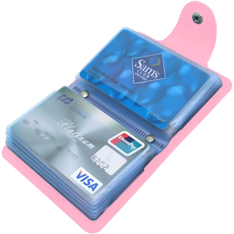 Kraptick Leather Credit Card Holder with Double-Sided Slots for Cards, Business Card Holder, ATM Card Holder for Women and Men- 24 Card Slots (Pink) - Image 3
