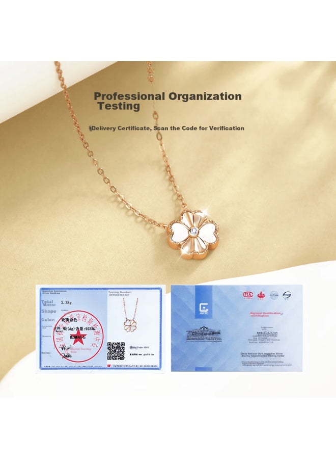 Manhe S925 Silver Four-leaf Clover Necklace For Women, New Style Pendant elry, Birthday Gift For Wife Or Girlfriend - Image 2