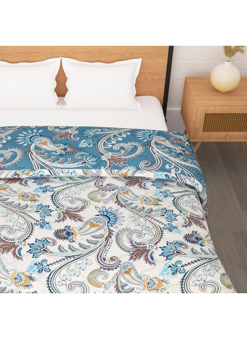 Story@Home Story@Home Comforter Double Bed | 180GSM Microfiber Blanket Double Bed | 220X 250cm | AC Comforter Double Bed | Dusty Blue Blanket | Floral Pattern | Quilt | Duvet | Dohar | Perfect Festive Gifting  - Image 3