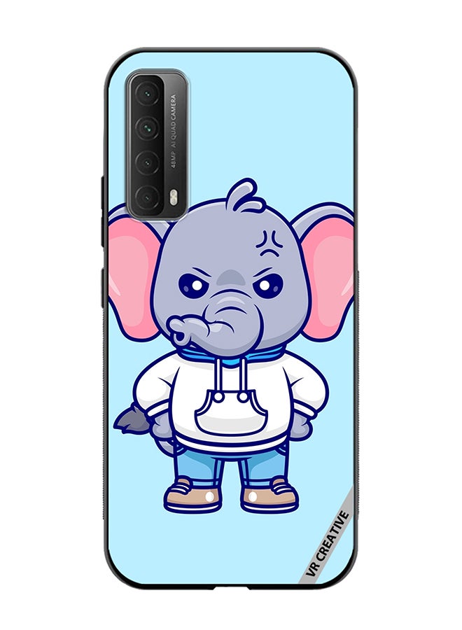 VR CREATIVE Protective Case Cover For Huawei Y7a Cute Angry Elephant Wearing Hoodie Design Multicolour - Image 1