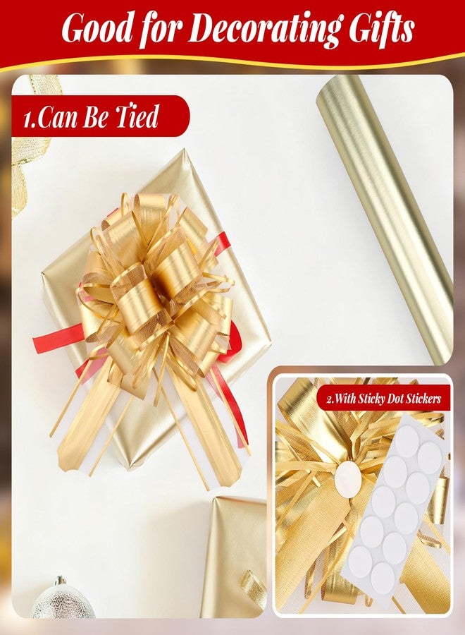 EUSOAR Bows for Gift Wrapping, 6pcs 6" Gold Organza Present Decorations Big Gift Pull Bow, Baskets Flower Gift Boxes Package Bows for Wedding Christmas Birthday Party Valentine's Day Decoration - Image 3