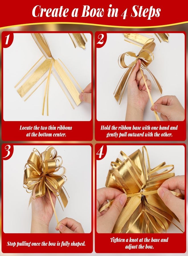 EUSOAR Bows for Gift Wrapping, 6pcs 6" Gold Organza Present Decorations Big Gift Pull Bow, Baskets Flower Gift Boxes Package Bows for Wedding Christmas Birthday Party Valentine's Day Decoration - Image 4