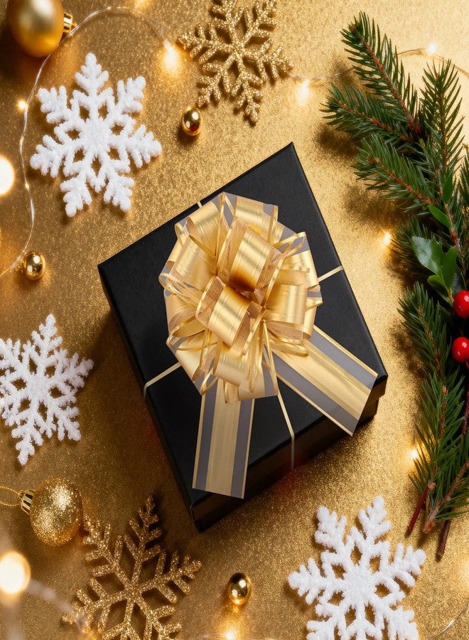 EUSOAR Bows for Gift Wrapping, 6pcs 6" Gold Organza Present Decorations Big Gift Pull Bow, Baskets Flower Gift Boxes Package Bows for Wedding Christmas Birthday Party Valentine's Day Decoration - Image 5
