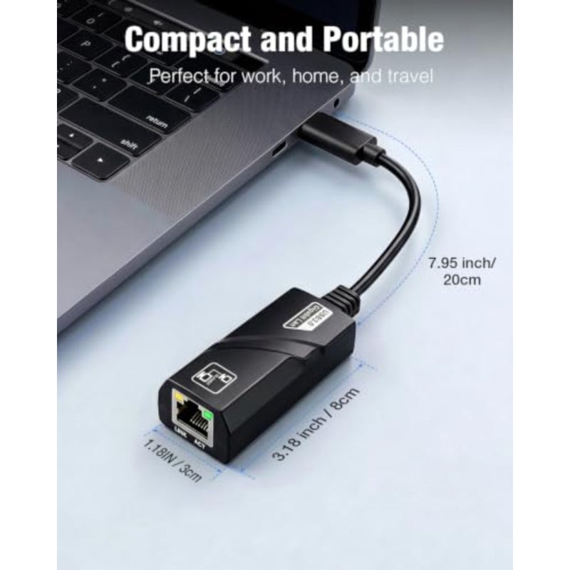 محول من النوع C إلى جيجابت إيثرنت، محول شبكة LAN سلكية USB-C RJ45 بسرعة 1000 ميجا بت في الثانية، تشغيل التوصيل متوافق مع أجهزة MacBook وWindows وLinux وSwitch وسطح المكتب المحمول - Image 4