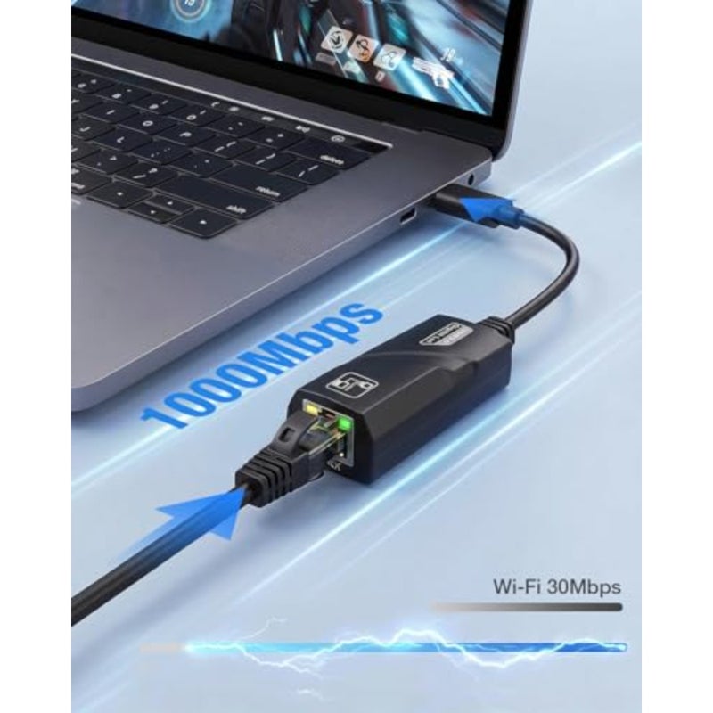 محول من النوع C إلى جيجابت إيثرنت، محول شبكة LAN سلكية USB-C RJ45 بسرعة 1000 ميجا بت في الثانية، تشغيل التوصيل متوافق مع أجهزة MacBook وWindows وLinux وSwitch وسطح المكتب المحمول - Image 2