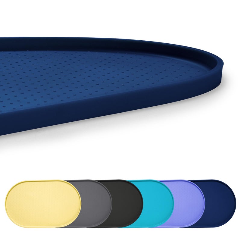 Yacee 100 Waterproof 05 Raised Edge BPA Free Silicone Dog Food Mat Pet Cat Feeding Mats Contain Spills Protects Floors Placemats for Cats and Dogs Water Bowl Dishwasher Small Navy