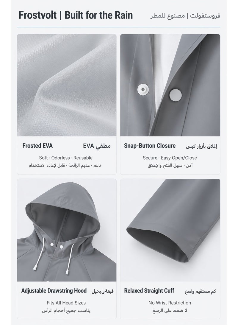 Frostvolt 2 PCS Unisex Sport Outdoor Travel Waterproof Hooded EVA Drawstring Regular Size Raincoat - Image 2