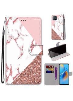 HuHa Case Cover For OPPO A72 5G / A73 5G / A53 5G Coloured Drawing Cross Texture Horizontal Flip PU Leather Case with Holder & Card Slots & Wallet & Lanyard Pink Stone Texture 
