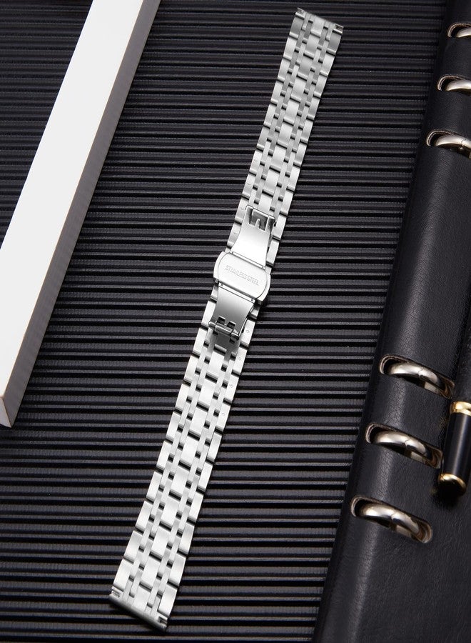 BINLUN Stainless Steel Watch Strap 12mm-24mm Compatible with Samsung Galaxy Watch 6/5/4/3 Designed for Garmin Metal Watch Bands for Men/Women (Silver, 20mm) - Image 3
