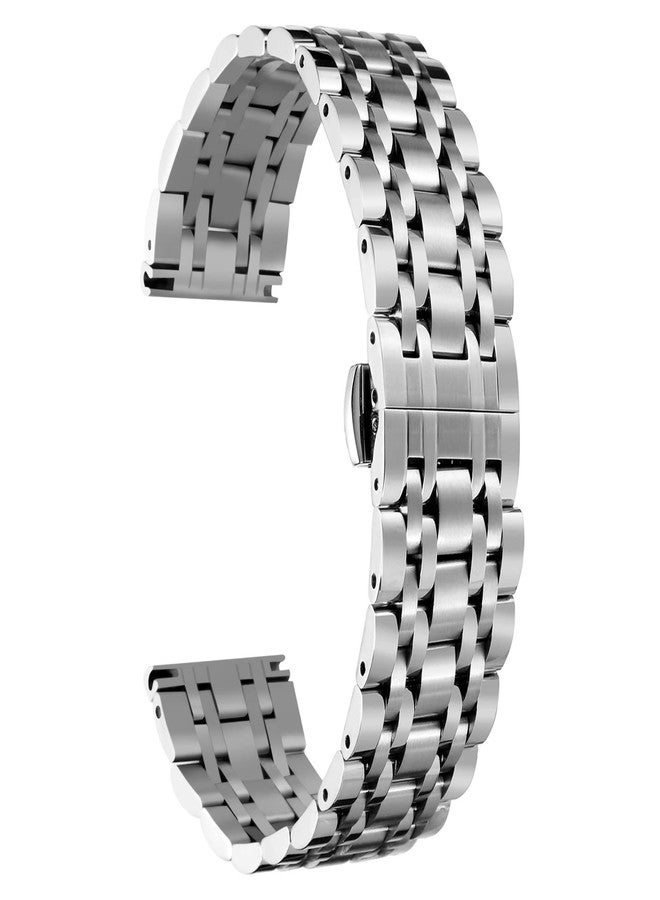 BINLUN Stainless Steel Watch Strap 12mm-24mm Compatible with Samsung Galaxy Watch 6/5/4/3 Designed for Garmin Metal Watch Bands for Men/Women (Silver, 20mm) - Image 1