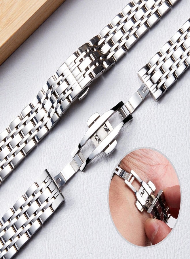 BINLUN Stainless Steel Watch Strap 12mm-24mm Compatible with Samsung Galaxy Watch 6/5/4/3 Designed for Garmin Metal Watch Bands for Men/Women (Silver, 20mm) - Image 2