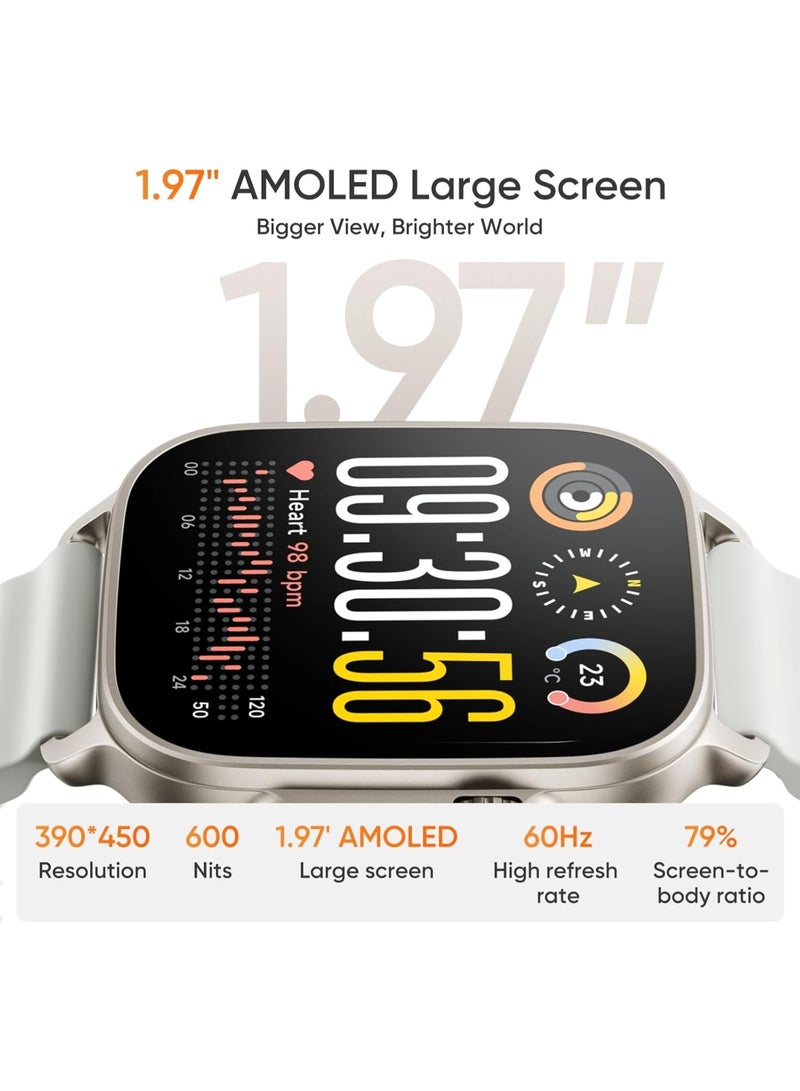 ريبنيو ساعة ذكية Watch 5، شاشة AMOLED مقاس 1.97 بوصة، +100 وضع رياضي، مراقبة الصحة، NFC، GPS، IP68 أسود تيتانيوم أسود تيتانيوم - Image 4