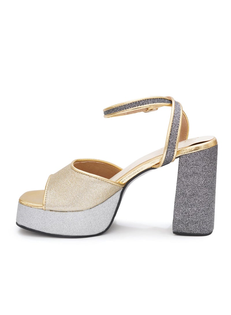 Sole House Sole House Golden Temptation Heels: Bold Glamour with Gold & Silver Accents - perfect for parties, celebrations & special occasions.  - Image 4