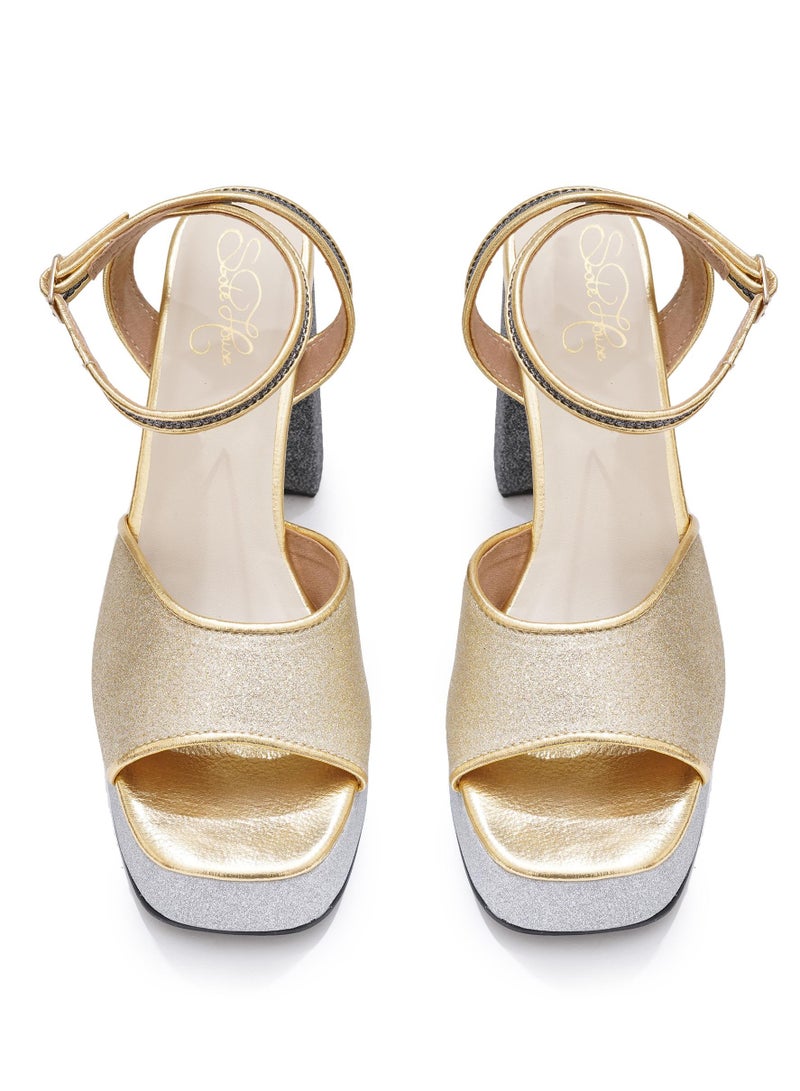 Sole House Sole House Golden Temptation Heels: Bold Glamour with Gold & Silver Accents - perfect for parties, celebrations & special occasions.  - Image 5