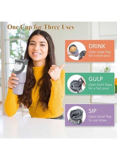 Generic Tumbler with Handle and Flip Straw, Stainless Steel Vacuum Insulated Water Bottle Travel Mug Thermal Cup for Home, Office, Car, Outdoors, Sports（Black）  - Image 2