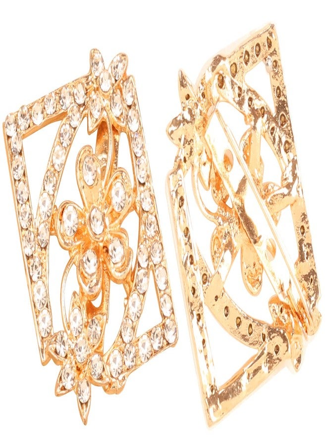 Touchstone New! Touchstone Indian Bollywood Stylish Fashion Floral Sparkling Rhinestone Modern Designer Jewelry Brooch Hair Accessory in Gold Tone for Women. - Image 4