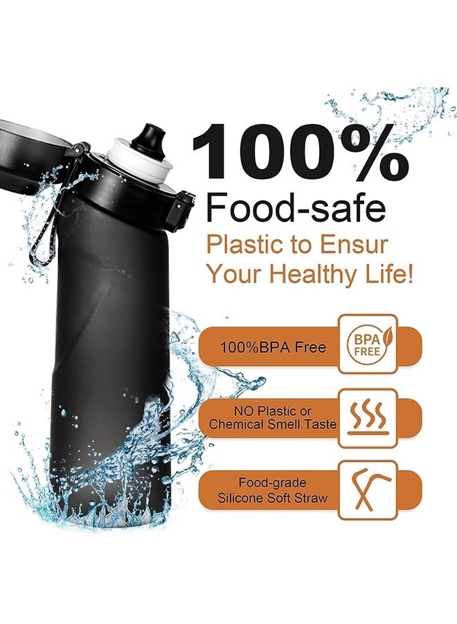 XiuWoo Goodun Sports Air Water Bottle BPA Free, 650ml Starter up Set Drinking Bottles with Fruit Flavour Pod Scented For Flavouring 0 Sugar, 0 Calorie (Matte Black，1Pod) - Image 4