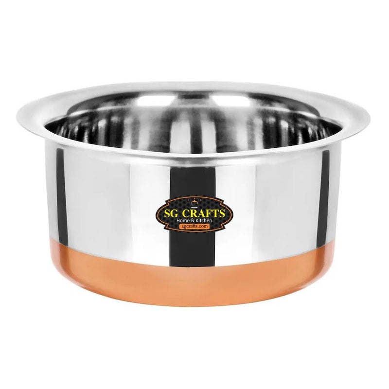 SG CRAFTS Steel Copper Bottom Patila/Tope Set of 1 pcs | Gas Stove and Induction Compatible, Patila, Container Cookware Pot Set, Capacity-(1 Litre) - Image 3