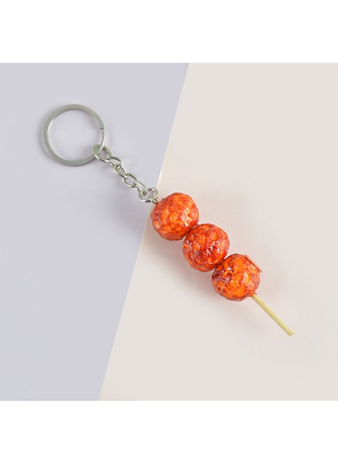 PVC Simulation Food Keychain Fun Squid Whisker Gluten Corn Barbecue String Toy Funny Food Play Model-Color:Fried Balls-Keychain