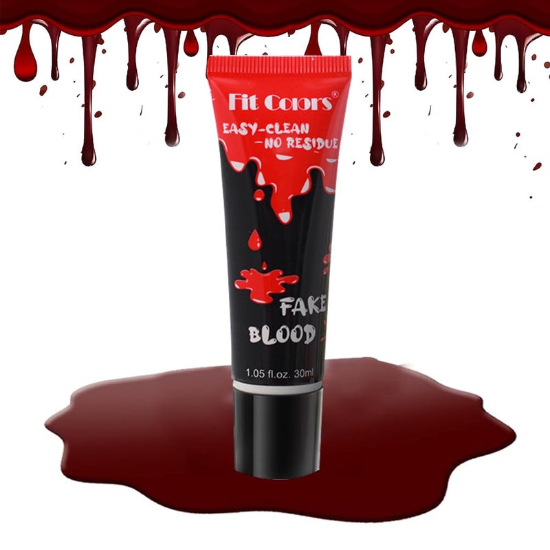 GL-Turelifes GL-Turelifes Halloween Fake Blood Paint Makeup, Coagulated Blood Scab Blood Gel, Special Effects Wound Modeling SFX Makeup for Zombie Vampire Monster Cosplay Mouth Clothes Dress Up 1.06oz (Dark Red)