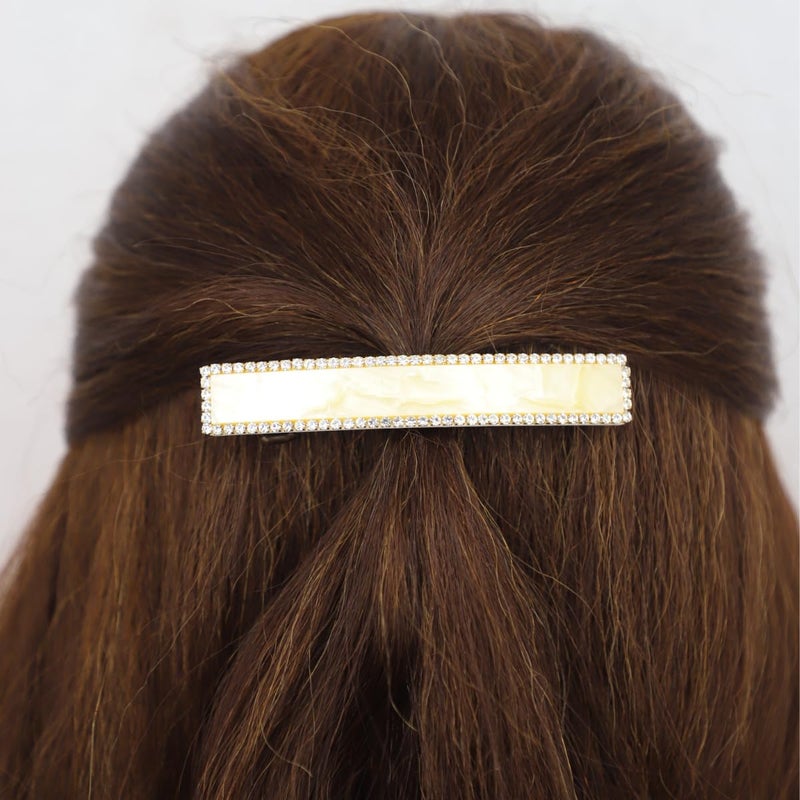 JWELLA Marble Finish Hair Clips with Rhinestone Accents, Set of 3, Elegant (Desing-4) - Image 3
