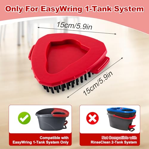 Blaithom Upgrade Scrub Brush Compatible with O Cedar EasyWring 1 Tank Spin Mop Scrub Brush Head Replacement Hard Bristle Floor Scrub Brush for Bathroom Kitchen Red 2 Pack - Image 3