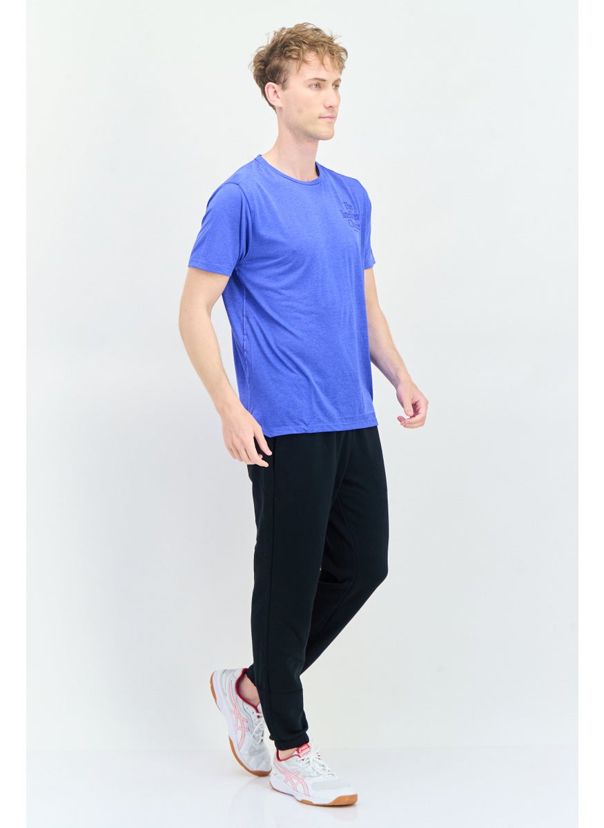 New Balance Men Athletic Fit Short Sleeves Running T-Shirt, Blue  - Image 4