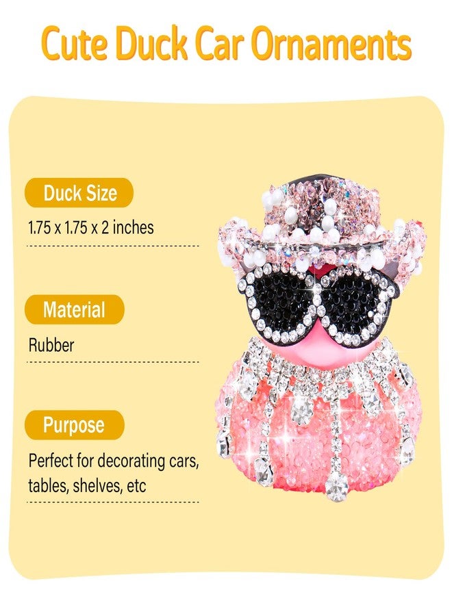 wonuu Pink Diamond Bling Rubber Duck Car Ornaments Sparkly Dashboard Decorations for Cool car Accessories, Diamond Glasses - Image 3