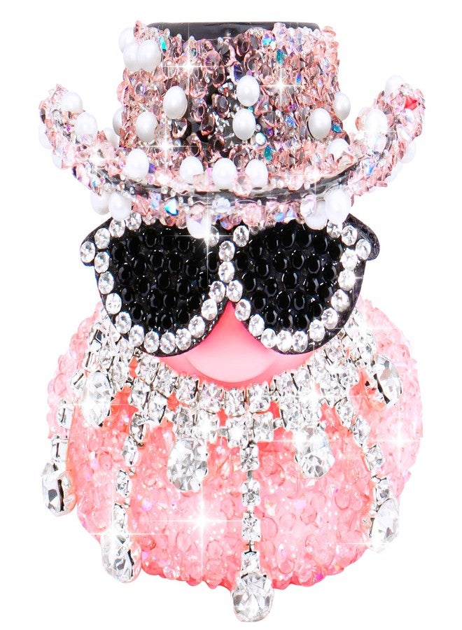 wonuu Pink Diamond Bling Rubber Duck Car Ornaments Sparkly Dashboard Decorations for Cool car Accessories, Diamond Glasses - Image 1