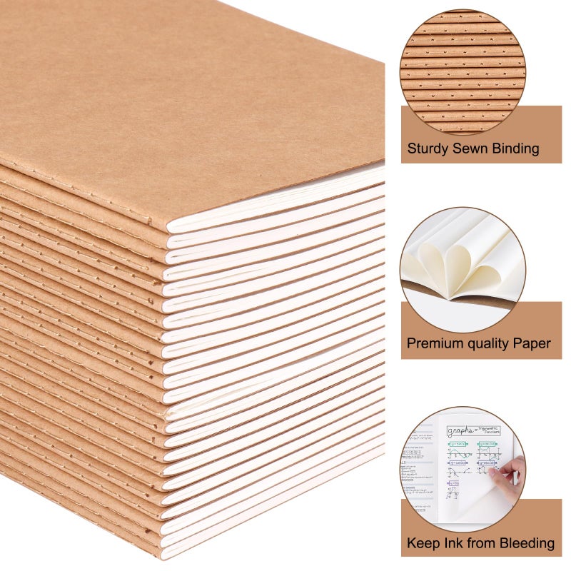 EOOUT 8 Pack Blank Kraft Notebooks, A5 Journals Notebook Bulk, Unlined Paper Sketchbooks, 8.3 x 5.5 inches 60 Pages Travel Journal Set for Journaling, Student, Kids, Writing - Image 3