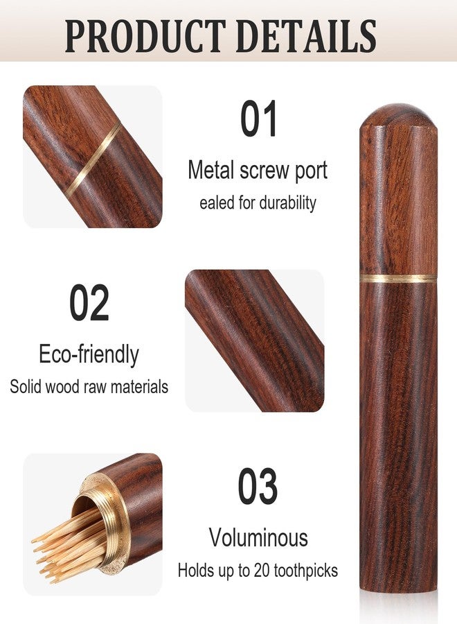 Larrel 3PCS Portable Wood Toothpick Holder, Mini Pocket Tooth Pick Box, Travel Portable Toothpick Dispenser Bucket for Storage Needle, Toothpicks, Pill Bead, Ear Pick, Cotton Swab and Other Small Object - Image 3