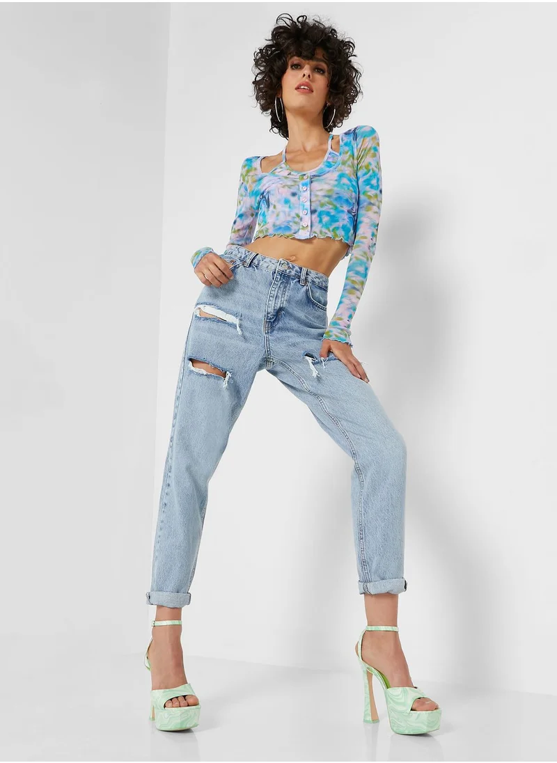 TOPSHOP Ripped Mom Jeans