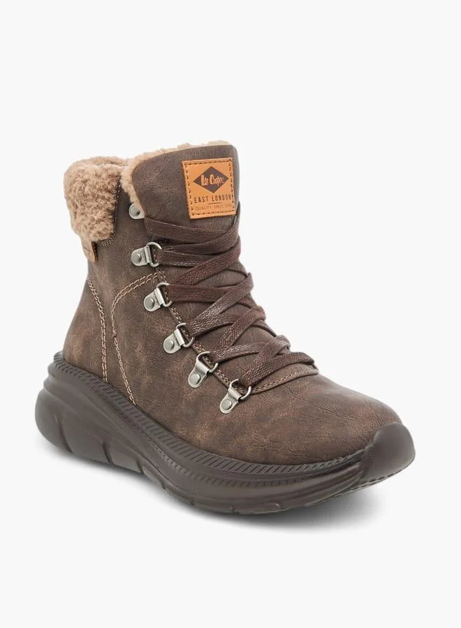 Lee Cooper Women's Plush Detail Ankle Boots with Zip Closure