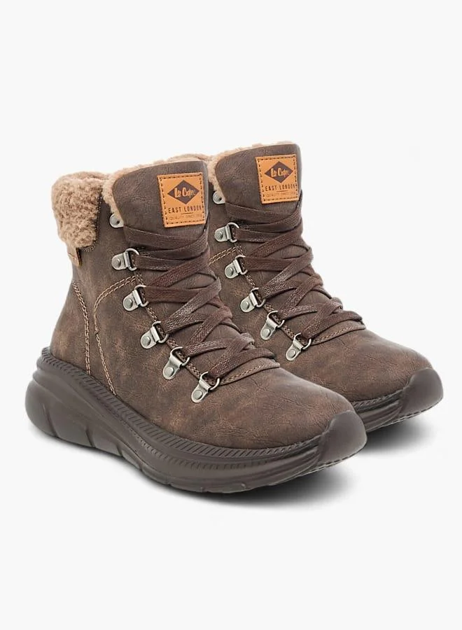 Lee Cooper Women's Plush Detail Ankle Boots with Zip Closure